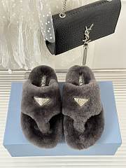 Prada grey shearling slippers - 3