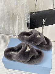 Prada grey shearling slippers - 2