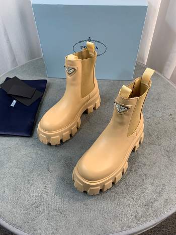 Prada beige brushed leather booties