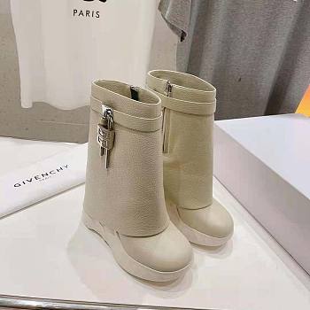 Givenchy Shark Lock cream leather ankle boots