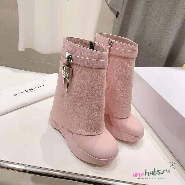 Givenchy Shark Lock pink leather ankle boots - 1