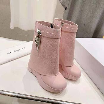 Givenchy Shark Lock pink leather ankle boots