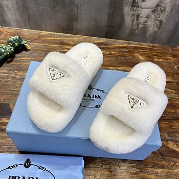 Prada white shearling sandals 