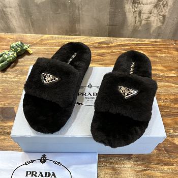 Prada black shearling sandals