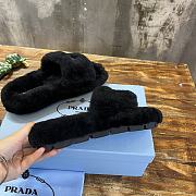 Prada black shearling sandals - 5