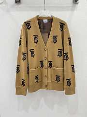 Burberry Monogram intarsia-knit cardigan （ brown/black） - 4