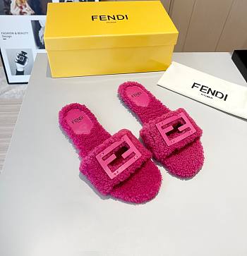 Fendi Baguette pink sheepskin slides