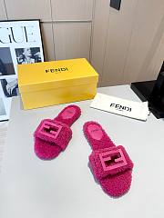 Fendi Baguette pink sheepskin slides - 3