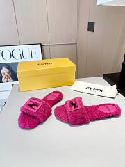 Fendi Baguette pink sheepskin slides - 5