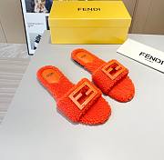 Fendi Baguette orange sheepskin slides - 1