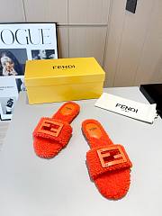 Fendi Baguette orange sheepskin slides - 6