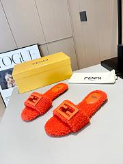 Fendi Baguette orange sheepskin slides - 5