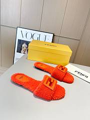 Fendi Baguette orange sheepskin slides - 3