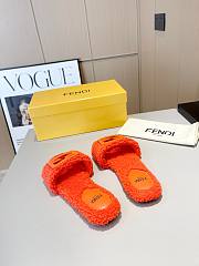 Fendi Baguette orange sheepskin slides - 2