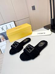 Fendi Baguette black sheepskin slides - 5