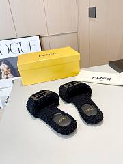 Fendi Baguette black sheepskin slides - 4