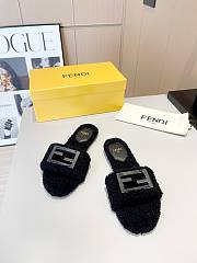 Fendi Baguette black sheepskin slides - 3