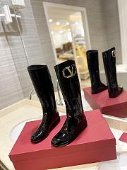 Valentino logo high black patent boots - 4