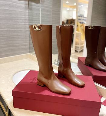 Valentino logo medium brown boots