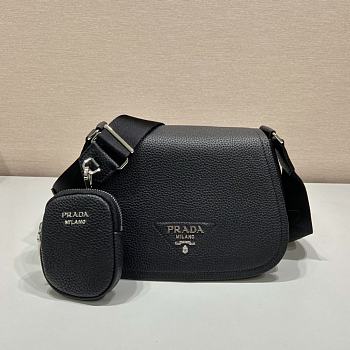 Prada logo plaque crossbody black bag