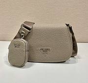 Prada logo plaque crossbody beige bag - 1