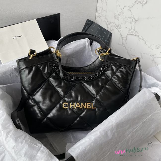 Chanel black quilted leather shopper bag - 1