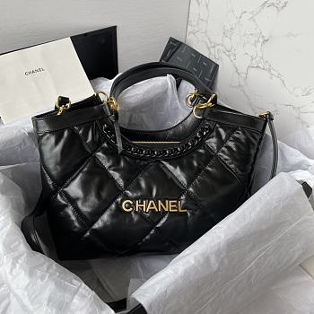 Chanel black quilted leather shopper bag