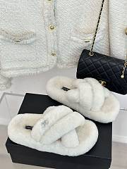 Chanel white fluffy mules - 3