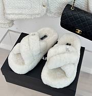 Chanel white fluffy mules - 1