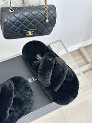Chanel black fluffy mules - 2