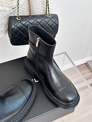 Chanel mid calf black leather boots - 2