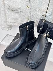 Chanel mid calf black leather boots - 4