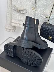 Chanel mid calf black leather boots - 5