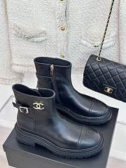 Chanel mid calf black leather boots - 6