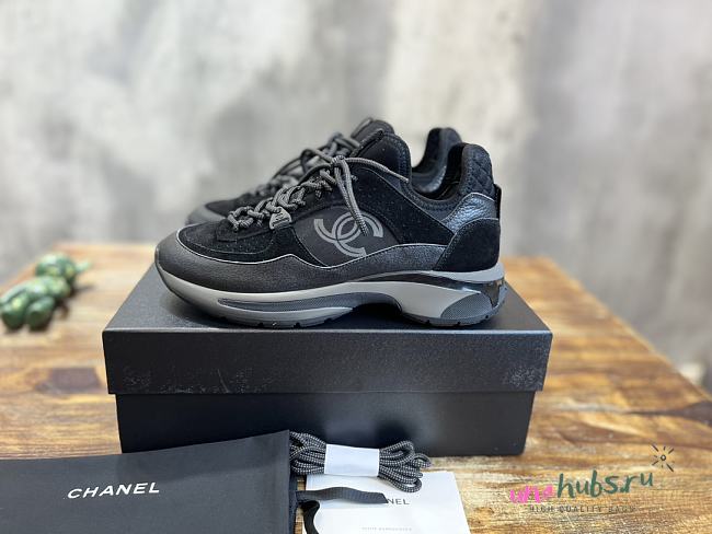 Chanel plain toe lace-up black shoes - 1