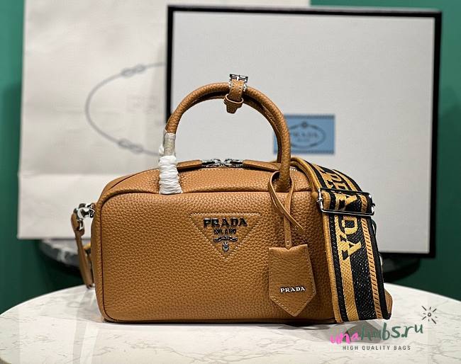 Prada brown eather top-handle 1BB102 bag - 1