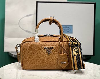 Prada brown eather top-handle 1BB102 bag