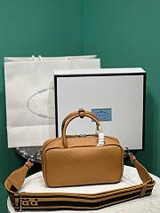 Prada brown eather top-handle 1BB102 bag - 3