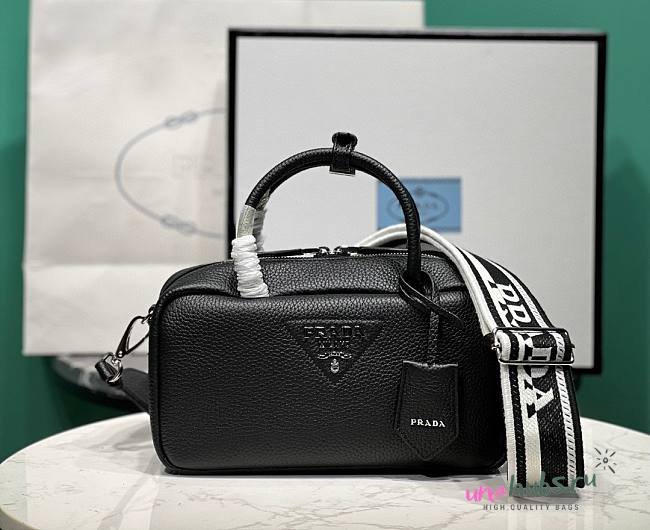 Prada black eather top-handle 1BB102 bag - 1