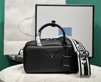 Prada black eather top-handle 1BB102 bag