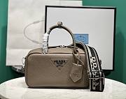 Prada gray eather top-handle 1BB102 bag - 1