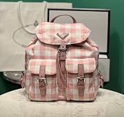 Prada small printed Re-Nylon pink backpack - 1