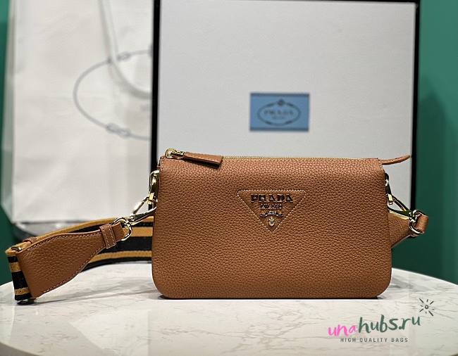 Prada Zip Crossbody Brown Bag - 1