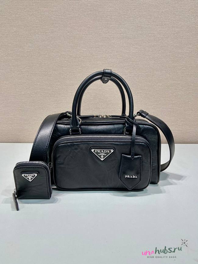 Prada antique black nappa leather multi-pocket top-handle bag - 1