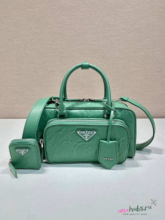 Prada antique green nappa leather multi-pocket top-handle bag  - 1