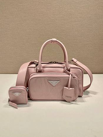 Prada antique pink nappa leather multi-pocket top-handle bag 