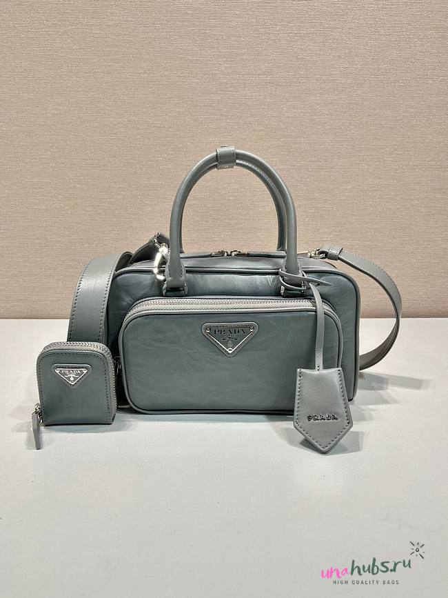 Prada antique gray nappa leather multi-pocket top-handle bag - 1