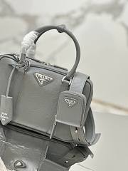 Prada antique gray nappa leather top-handle bag - 4