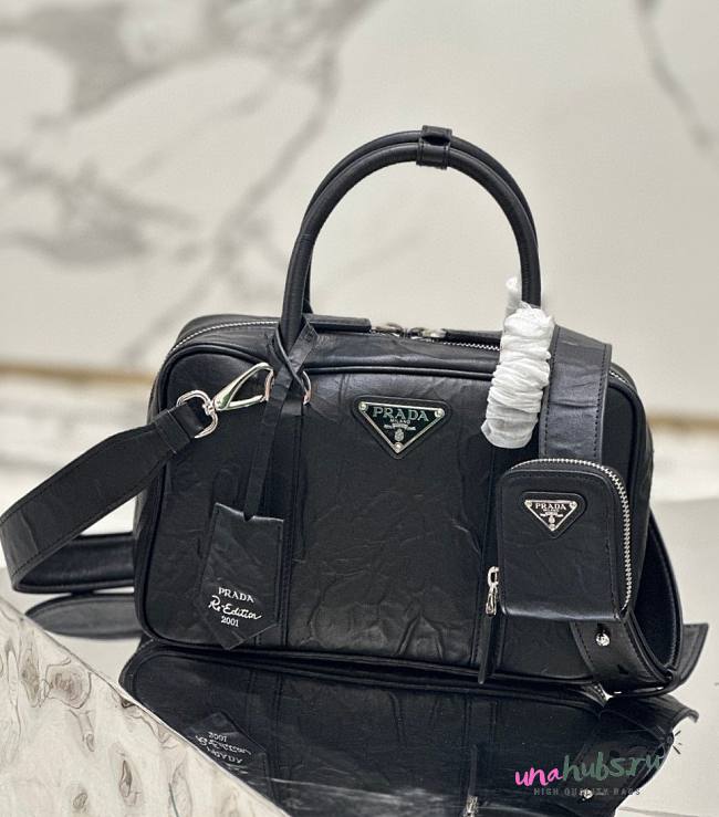 Prada antique black nappa leather top-handle bag - 1