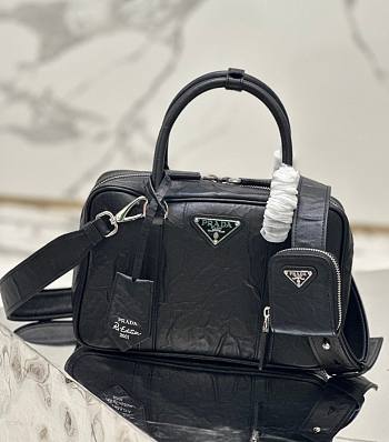 Prada antique black nappa leather top-handle bag